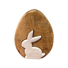 Load image into Gallery viewer, Wooden Egg with Enamel Bunny Cut Out Assorted