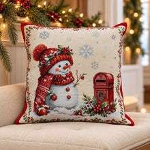 Load image into Gallery viewer, Snowman with Mailbox 18" Square Cushion Cover