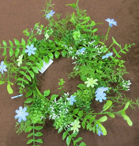 Wreath w/Blue Flowers 14"