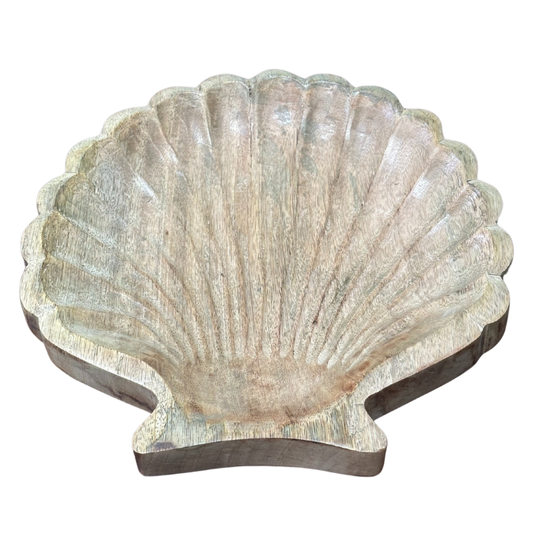 Wooden Mango Tray Seashell Shape