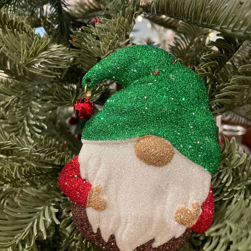 Orn. Red Glitter Gnome 5