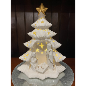 Ceramic Nativity w/LED & Timer 8.5"
