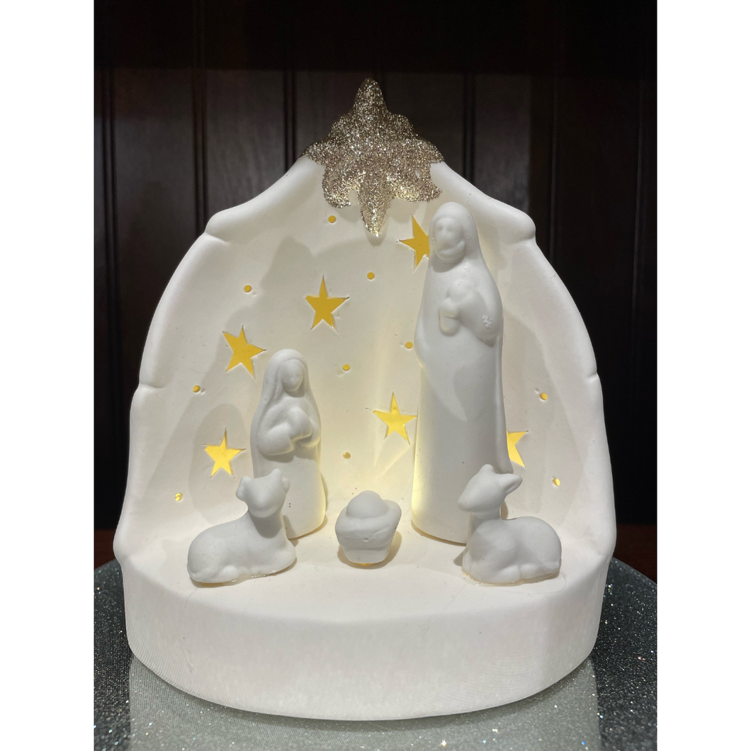 Ceramic Nativity w/LED 6