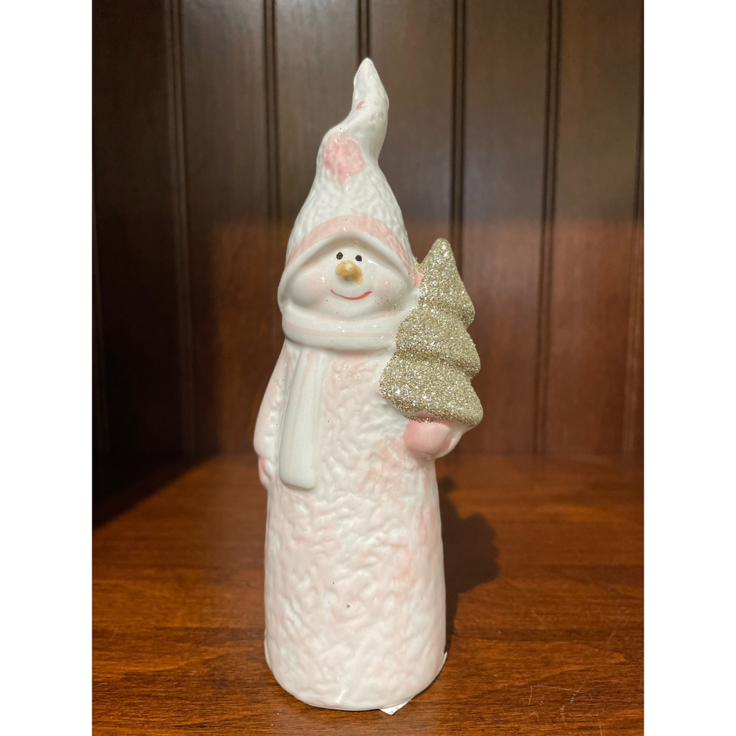 Ceramic Pink Snowman 6.25