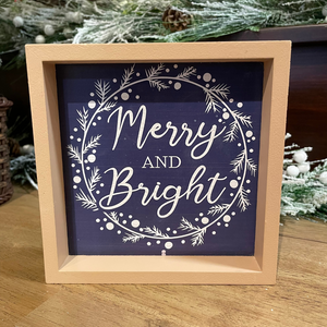 Sign Joy/Merry/Adore/Christmas 6x6" 4/Asst