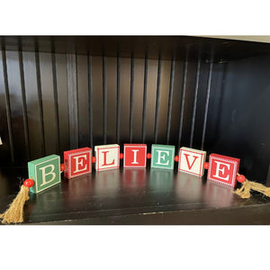 Believe Blocks with Tassels 32"