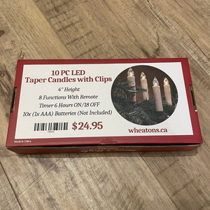 Taper Candles LED 10pc with Clip and Remote