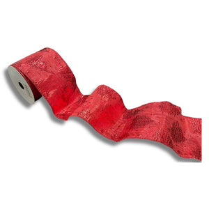 Red with Embossed Tree Ribbon 25ft