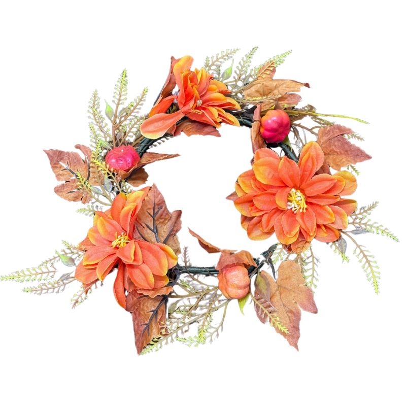 Chrysanthemum & Pumpkins Candle Ring 10