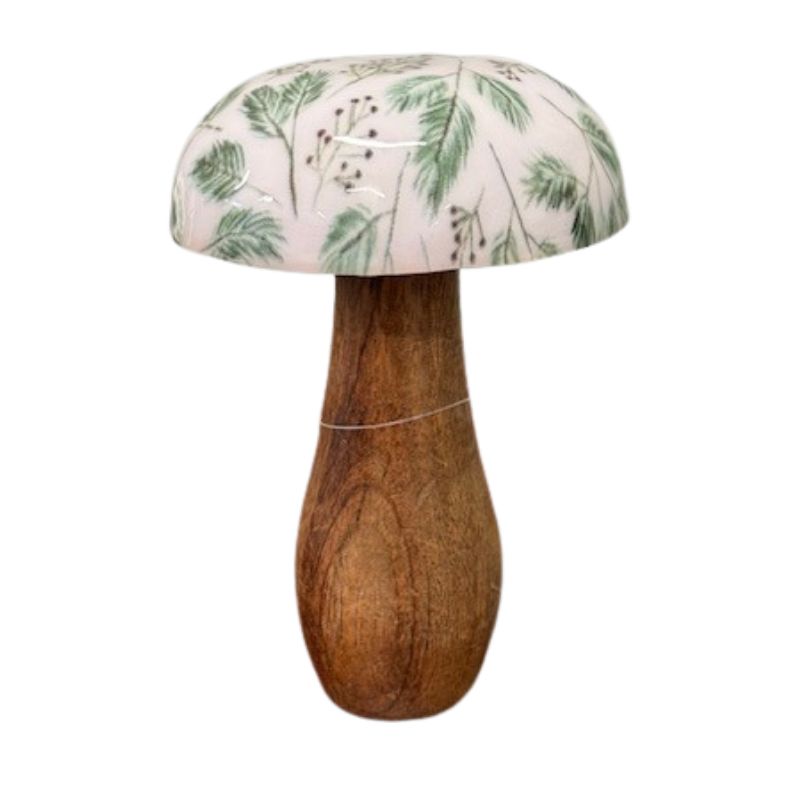 Wooden Mushroom with Holly Enamel 6