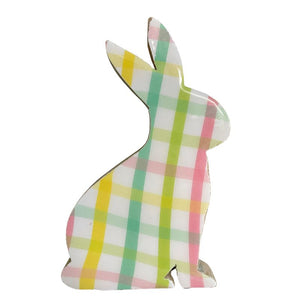 Plaid Bunny Wood/Enamel 8"