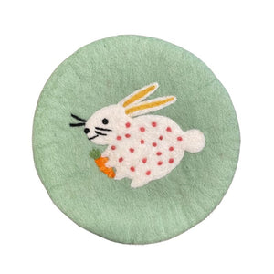 Felt Bunny w/Carrot Trivet 8.25"