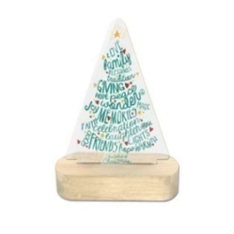 Wood/Glass Christmas Tree LED