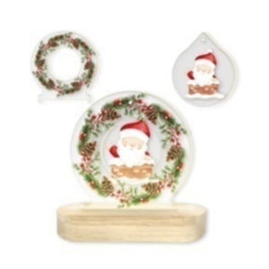 Wood/Glass LED Santa