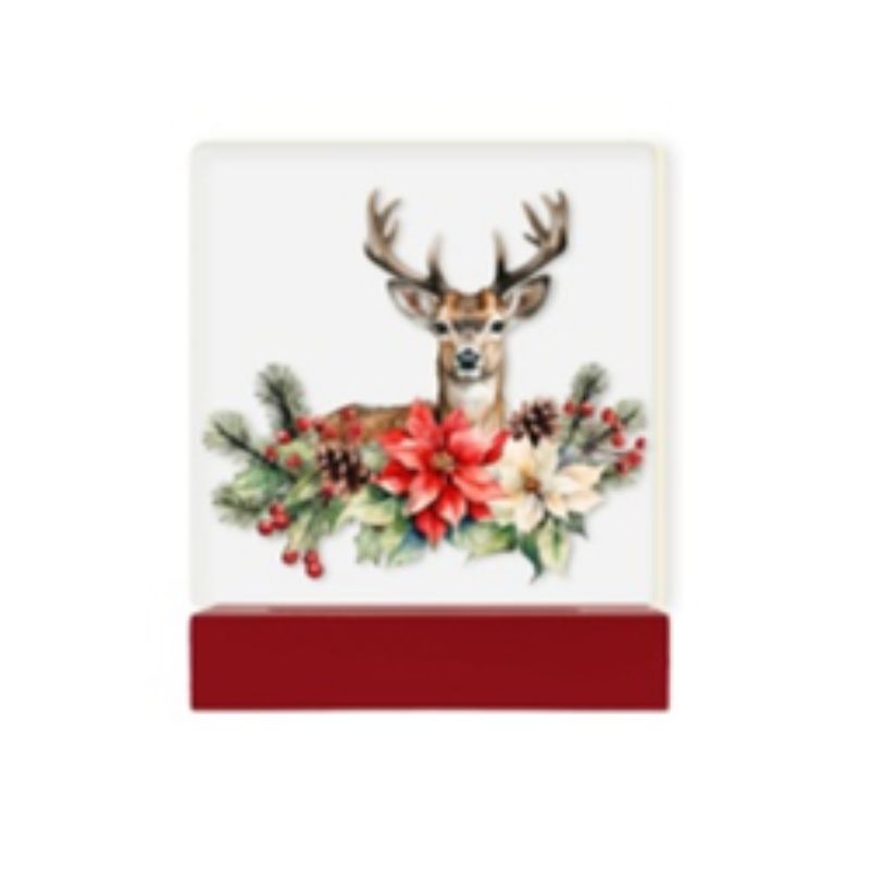 Wood/Glass Reindeer LED
