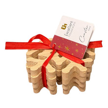 Load image into Gallery viewer, Snowflake Bamboo Coaster Set/4
