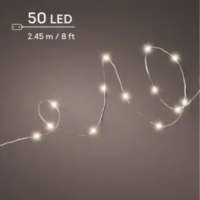 Micro Warm White String Lights 50LED Battery Operated