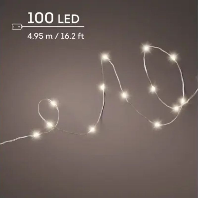 Micro Warm White String Lights 100LED Battery Operated
