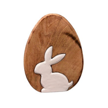 Load image into Gallery viewer, Wooden Egg with Enamel Bunny Cut Out Assorted
