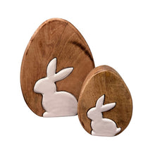 Load image into Gallery viewer, Wooden Egg with Enamel Bunny Cut Out Assorted
