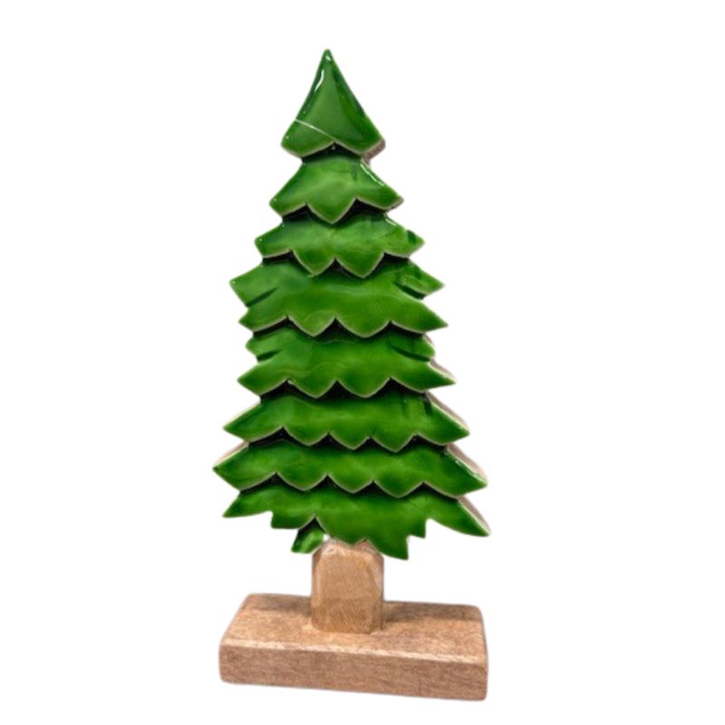 Wooden Tree with Green Enamel 12