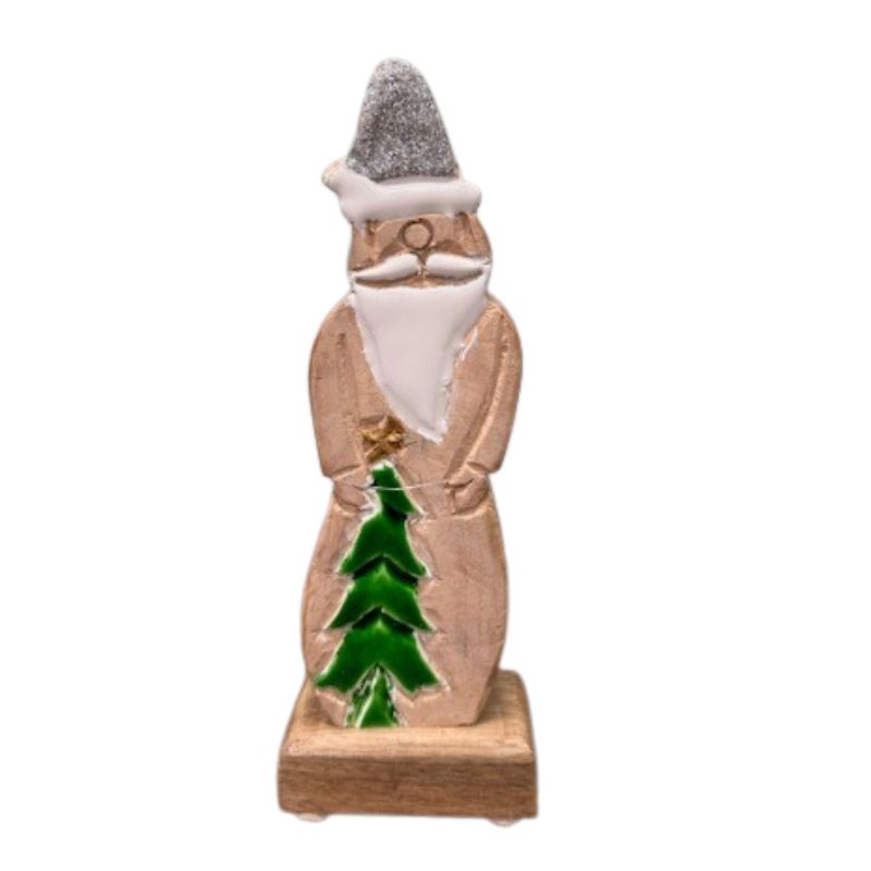 Wooden Santa with Enamel Tree 9