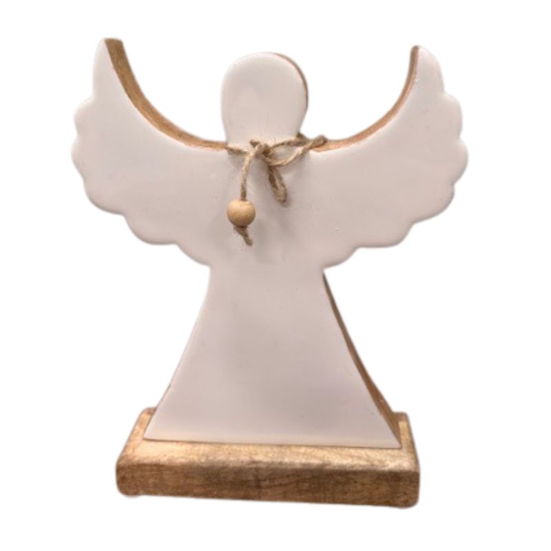 Wooden Angel with White Sparkle Enamel 8