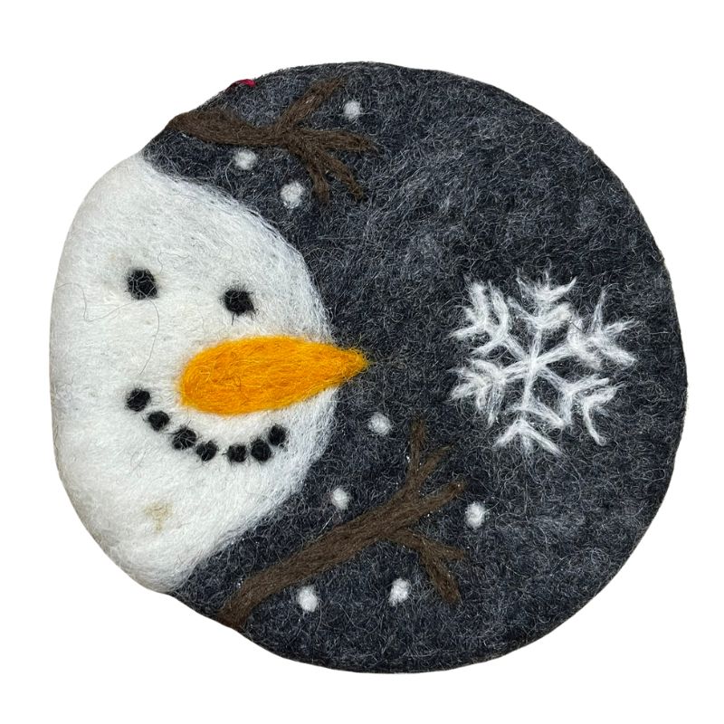 Let it Snow Dark Grey Felt Coaster