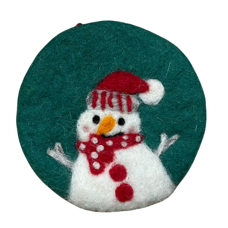 Snowman Aqua Felt Coaster
