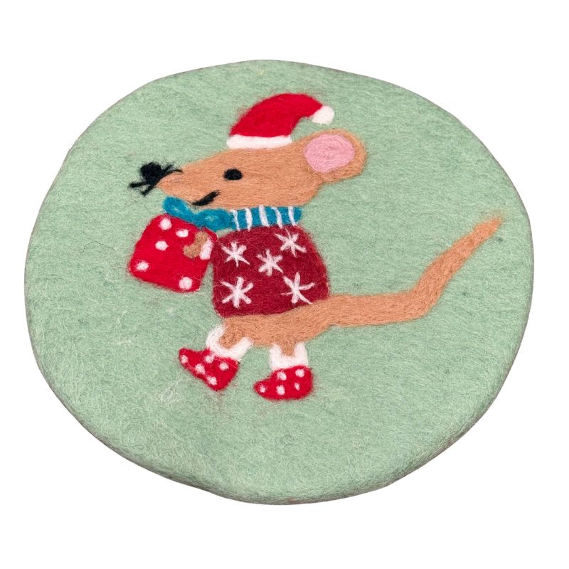 Mouse w/Gift Felt Trivet 8.25
