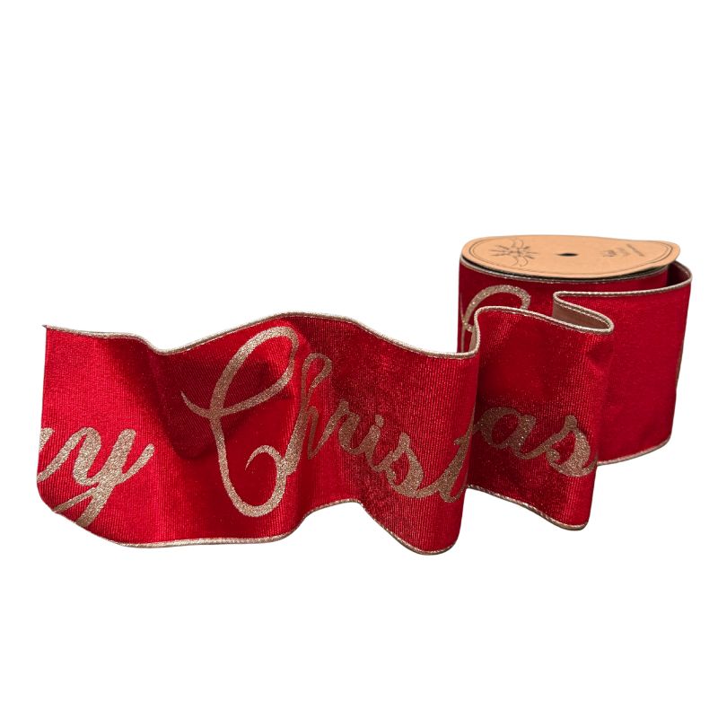 Merry Christmas & Velvet Double Sided Ribbon 25ft
