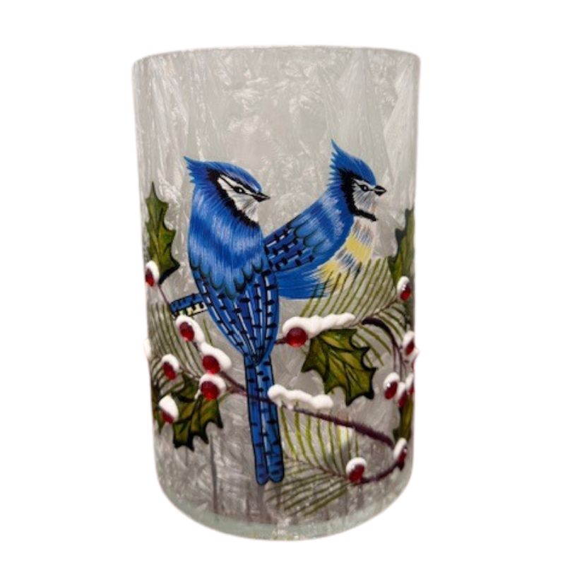 Blue Birds Glass Cylinder 10