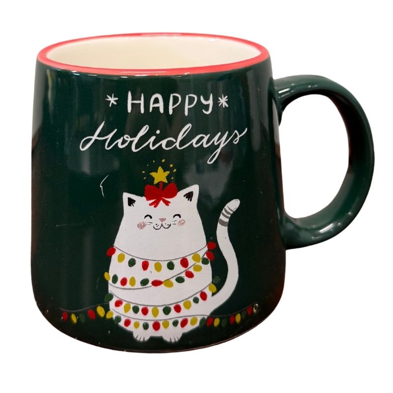 Cat Happy Holidays Mug 14oz
