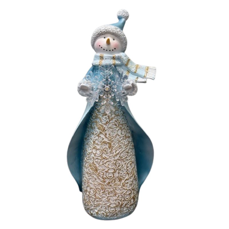LED Blue & Gold Snowman with Snowflake