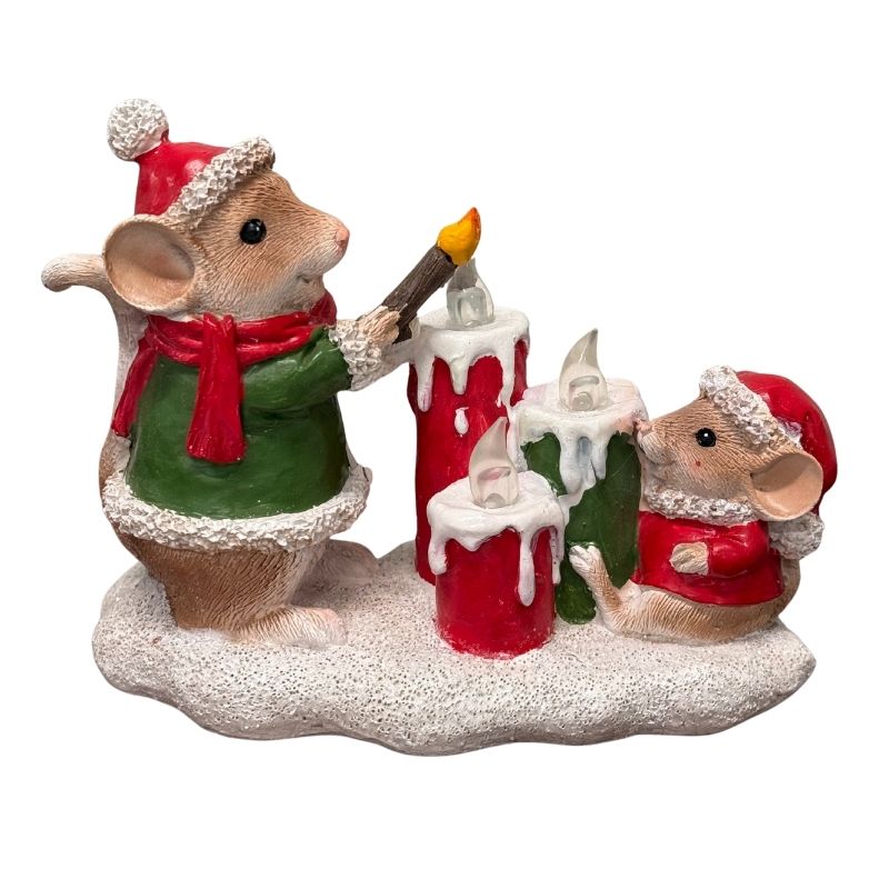 Mouse with Candles LED Figurine