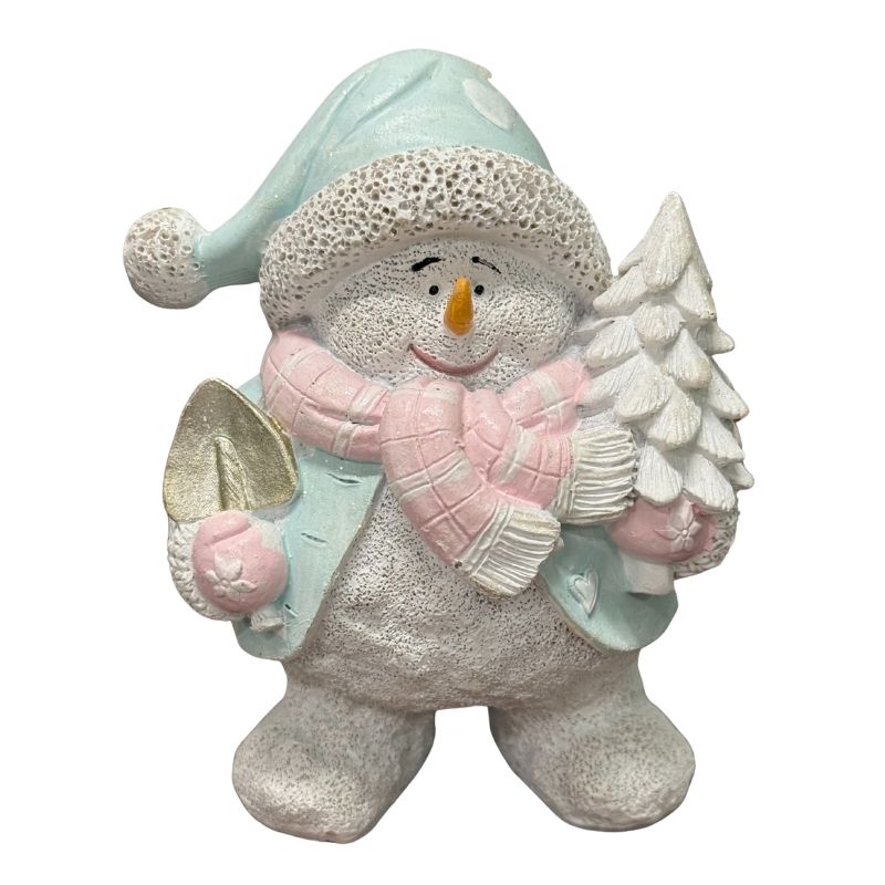 Pastel Snowman w/Tree Figurine