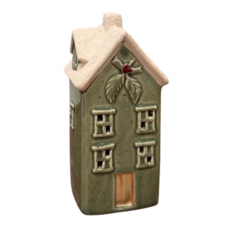 Ceramic LED Green House with Holly 6.25