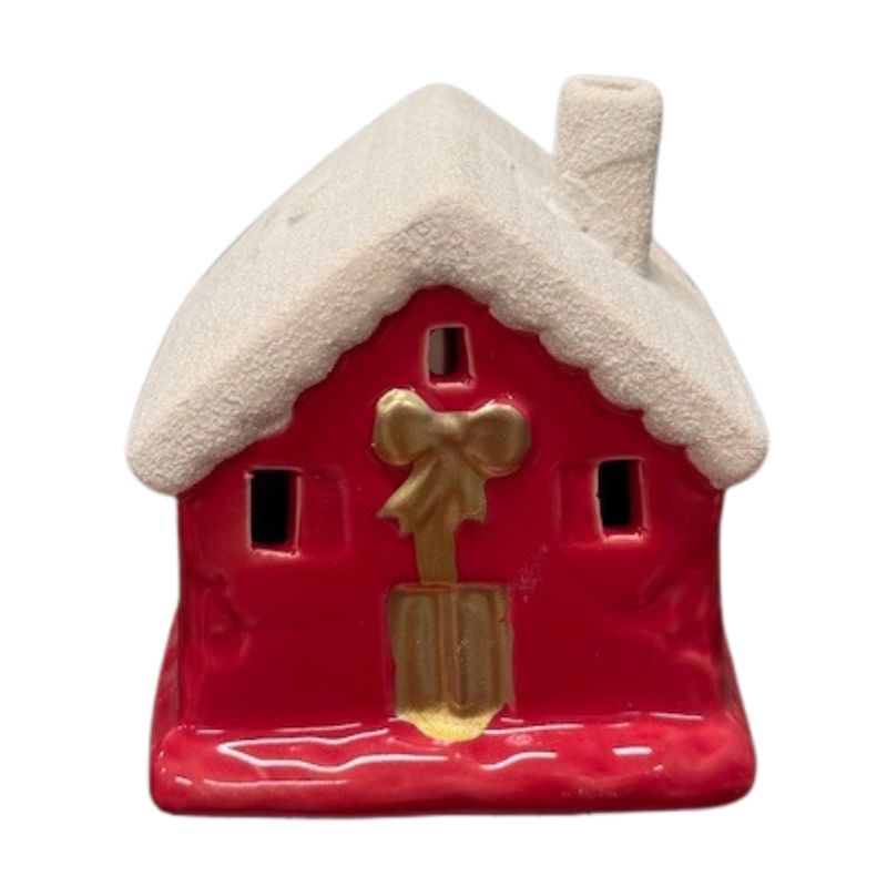 Ceramic LED Red House with Bow 4