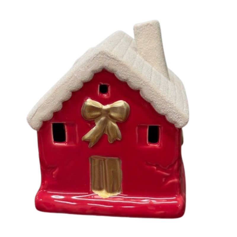 Ceramic LED Red House with Bow 5