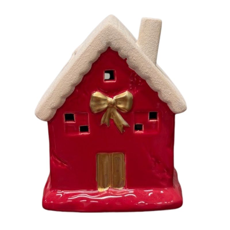 Ceramic LED Red House with Bow 7
