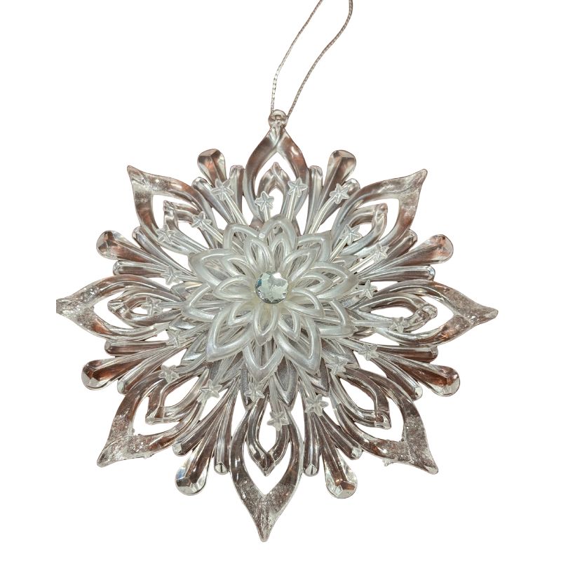 Frosted Glitter Snowflake Ornament 5.5