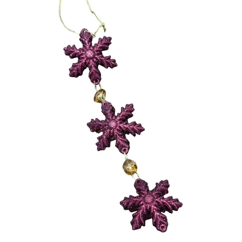 Plum Snowflake Dangle Ornament 7.5