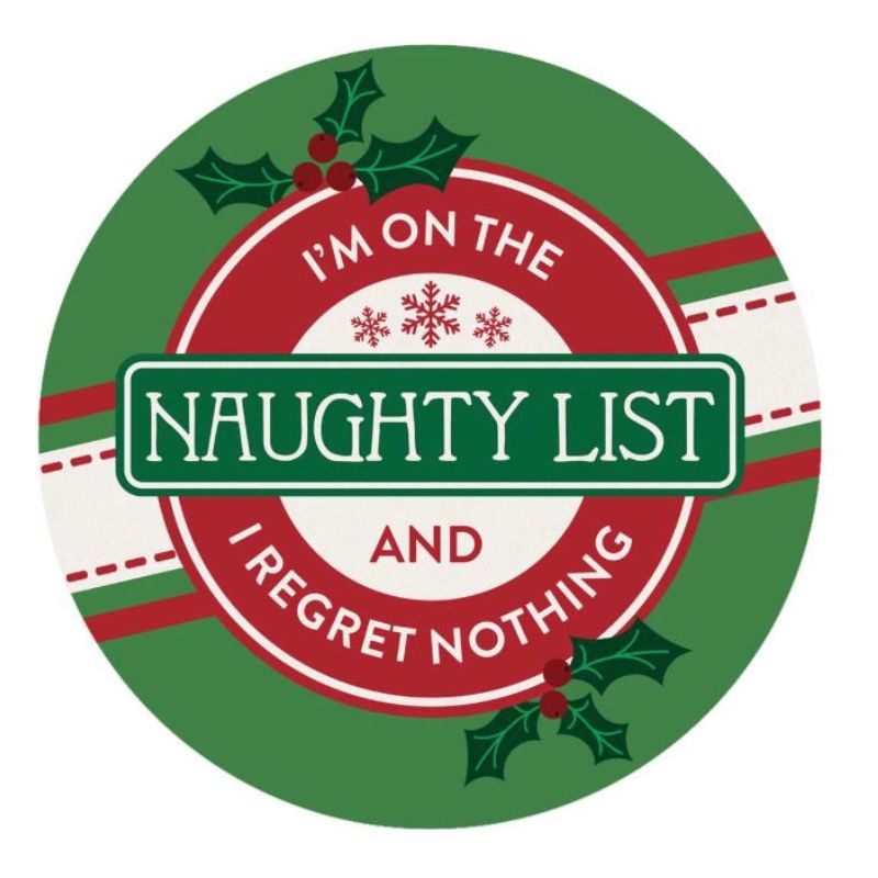 Naughty List Coffee Car Coaster 2.75
