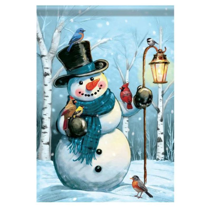 Snowman Songbird Garden Flag