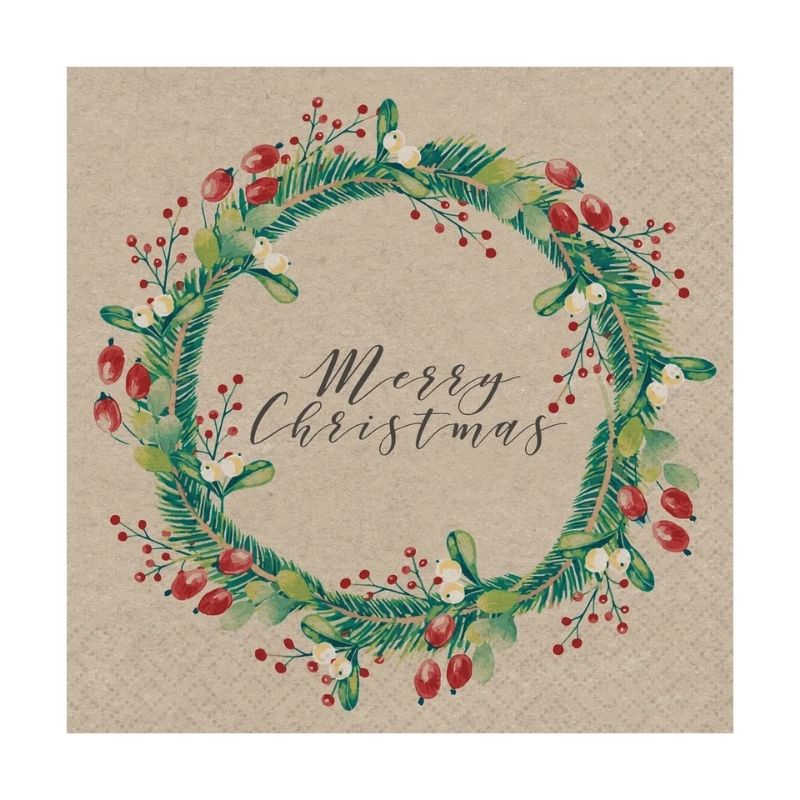 Holiday Wreath Luncheon Paper Napkins