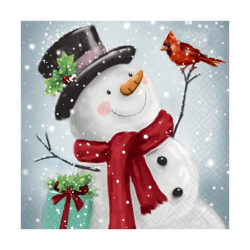 Cardinal Snowman Paper Napkins