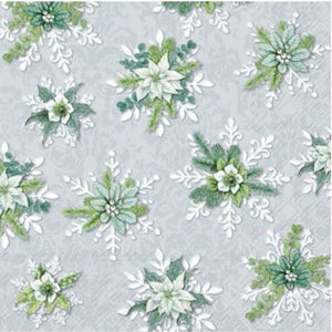 Blooming Snowflakes Luncheon Paper Napkins