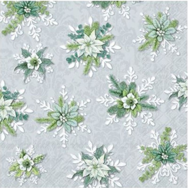 Blooming Snowflakes Luncheon Paper Napkins