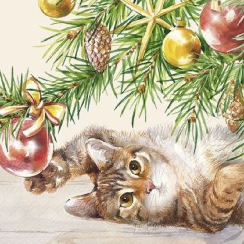 Christmas Cat Luncheon Paper Napkins