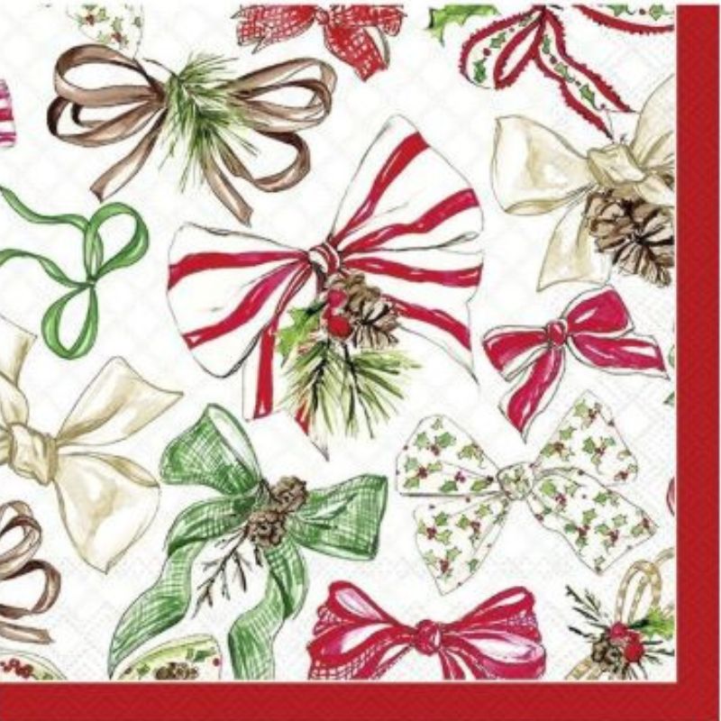 Christmas Bows Cocktail Paper Napkins